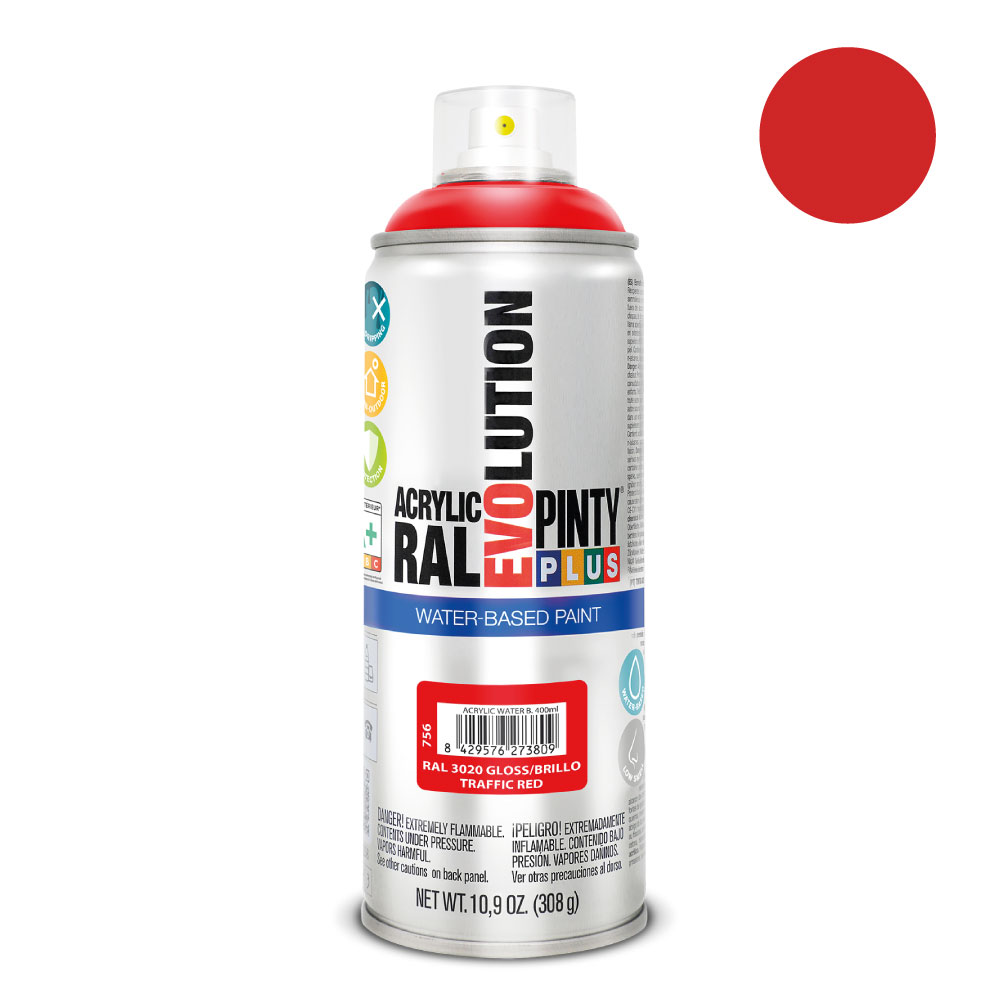 pintura-en-spray-pintyplus-evolution-water-based-520-cc-ral-3020-rojo-trafico